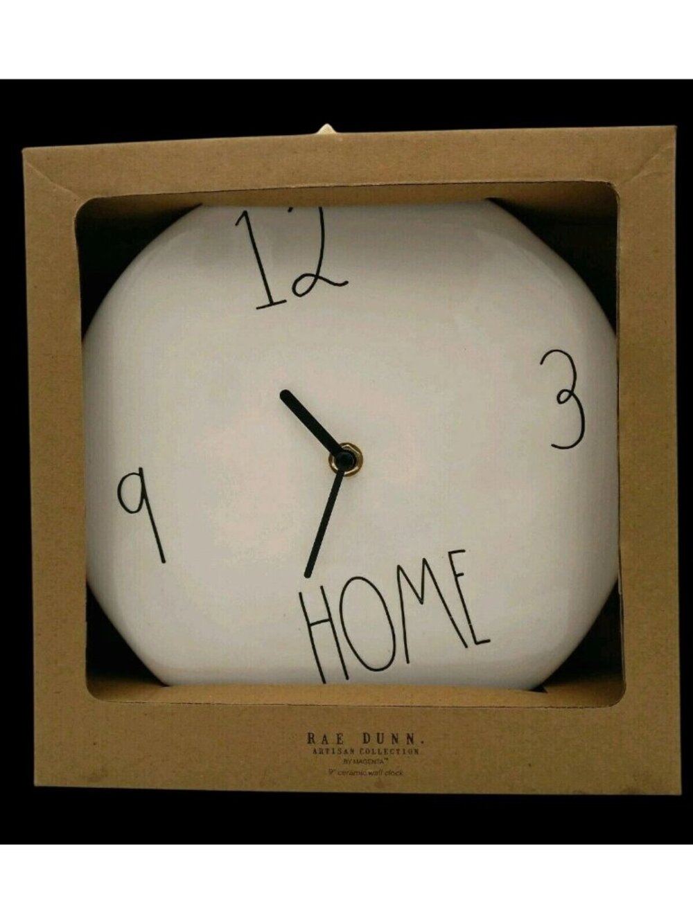 Rae Dunn Artisan Collection 9” Ceramic HOME Wall Clock New in Box